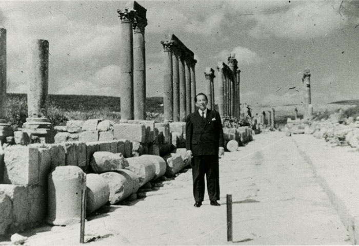 J. Paul Getty at Jerash (ancient Gerasa) in Jordan, 1954.