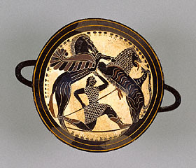 Wine Cup with Bellerophon Fighting the Chimaera / Boreads Painter