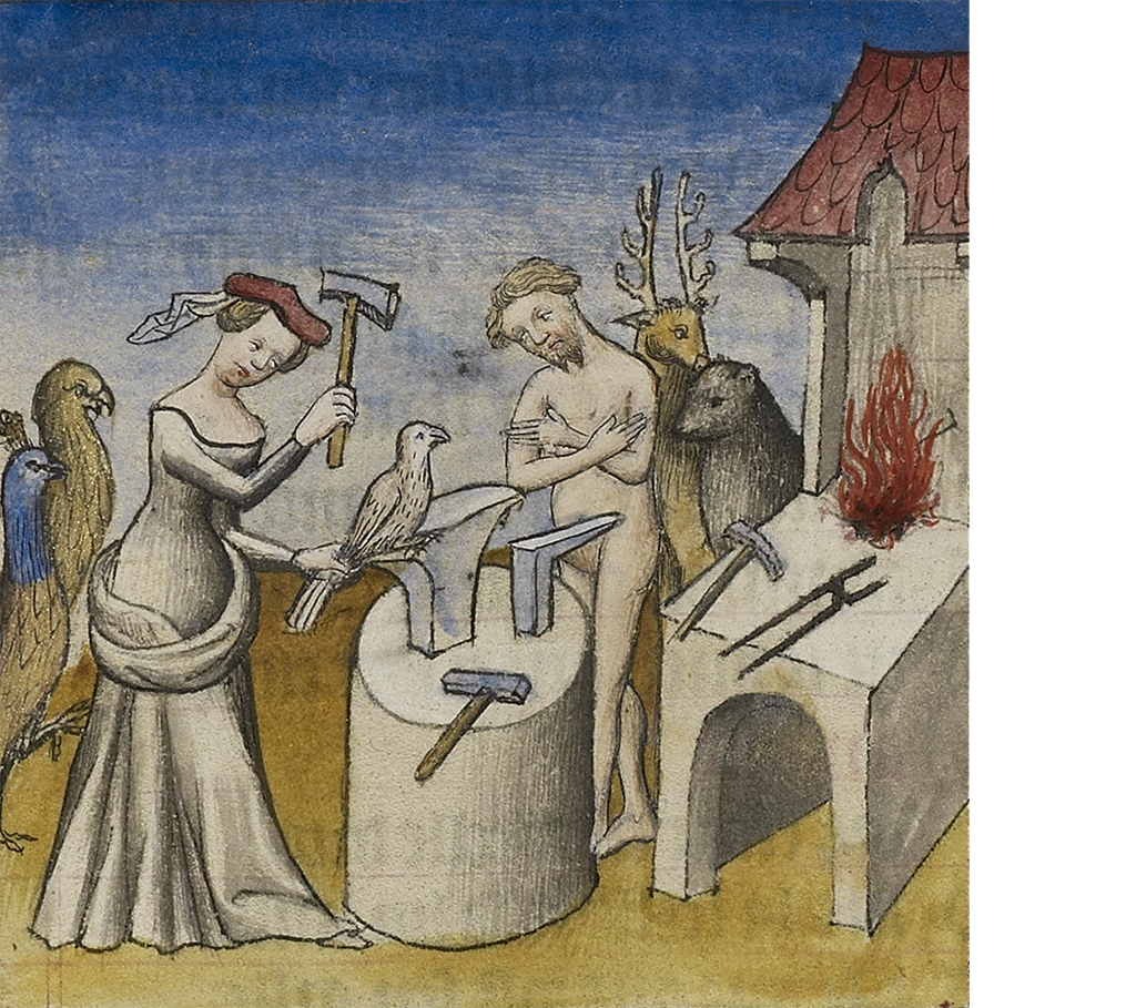 The Personification of Nature Making Birds (detail), Animals, and People, from Romance of the Rose, about 1405, unknown artist. The J. Paul Getty Museum