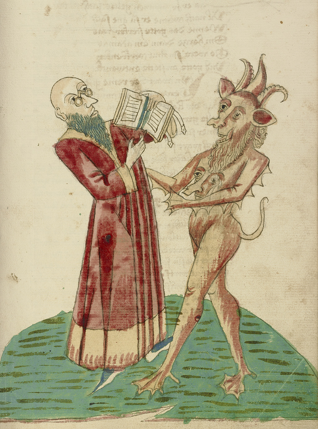 Theodas with the Book of Magic and the Devil, from Barlaam and Josaphat, 1469, Workshop of Diebold Lauber. The J. Paul Getty Museum