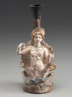 Oil Jar in the Shape of Aphrodite at Her Birth / Greek