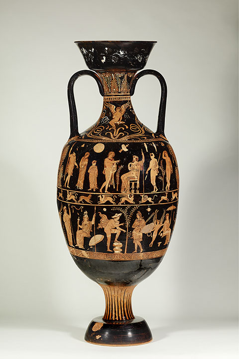 Funerary Vessel, South Italian, from Apulia, 350-325 B.C., terracotta red-figured amphora attributed to the Darius Painter (the Hecuba Sub-Group). Image © Staatliche Museen zu Berlin, Antikensammlung. Photo: Johannes Laurentius