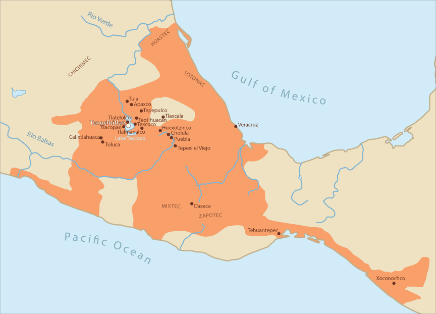 Map of the Aztec empire in 1521