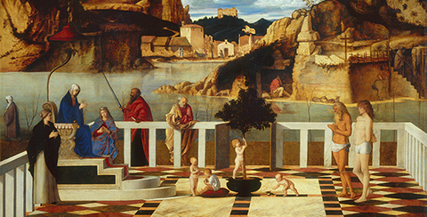 Sacred Allegory (detail), about 1500-1504, Giovanni Bellini, tempera (?) and oil on wood panel. Gallerie degli Uffizi, Florence. Photo credit: Scala/Ministero per i Beni e le Attività culturali / Art Resource, NY