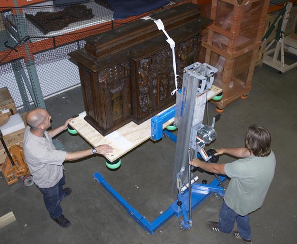 Moving the Getty cabinet out of storage