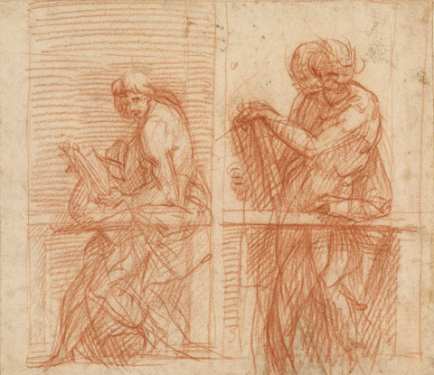 Study of Figures Behind a Balustrade