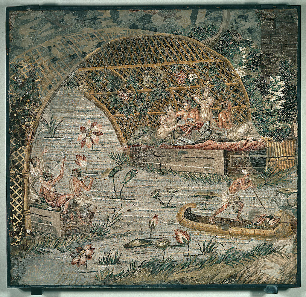 Mosaic with a View of the Nile, Roman, 100 BC–AD 100, found in Palestrina, Italy; stone. Staatliche Museen zu Berlin, Antikensammlung. Photo: bpk Bildagentur / Antikensammlung, Staatliche Museen/Photo: Johannes Laurentius /Art Resource, NY