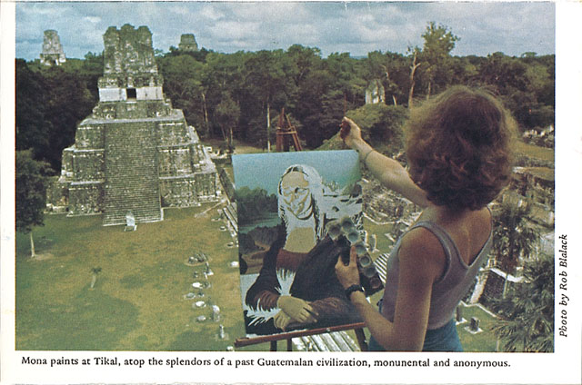 Mona paints at Tikal / Lacy