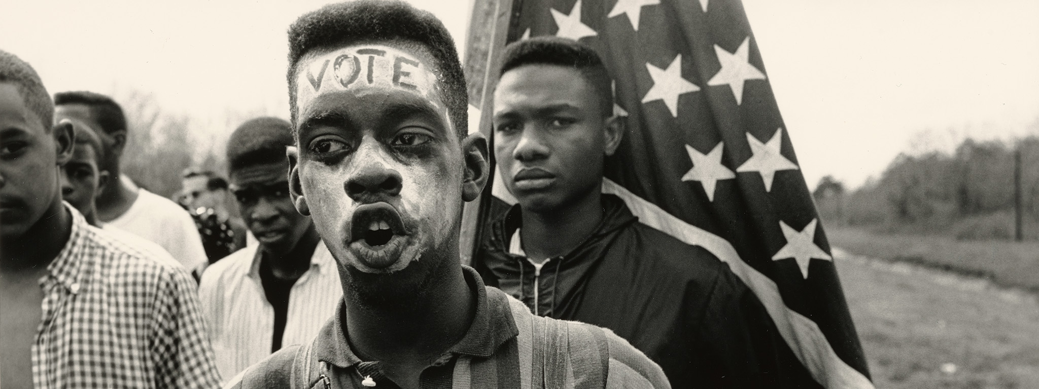 March from Selma, Alabama (detail) from Time of Change, negative 1965; printed later, Bruce Davidson, gelatin silver print. The J. Paul Getty Museum. © Bruce Davidson/Magnum Photos 