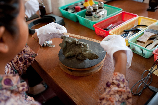 Conservator at work at National Museum of Cambodia