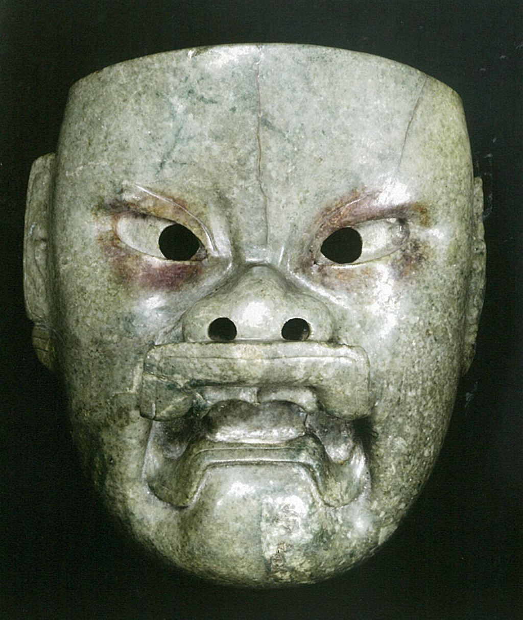Mask, 900–400 BC, Olmec culture; jadeite. Pre-Columbian Collection, Dumbarton Oaks, Washington, D.C., PC.B.020. Image © Dumbarton Oaks, Pre-Columbian Collection, Washington, DC
