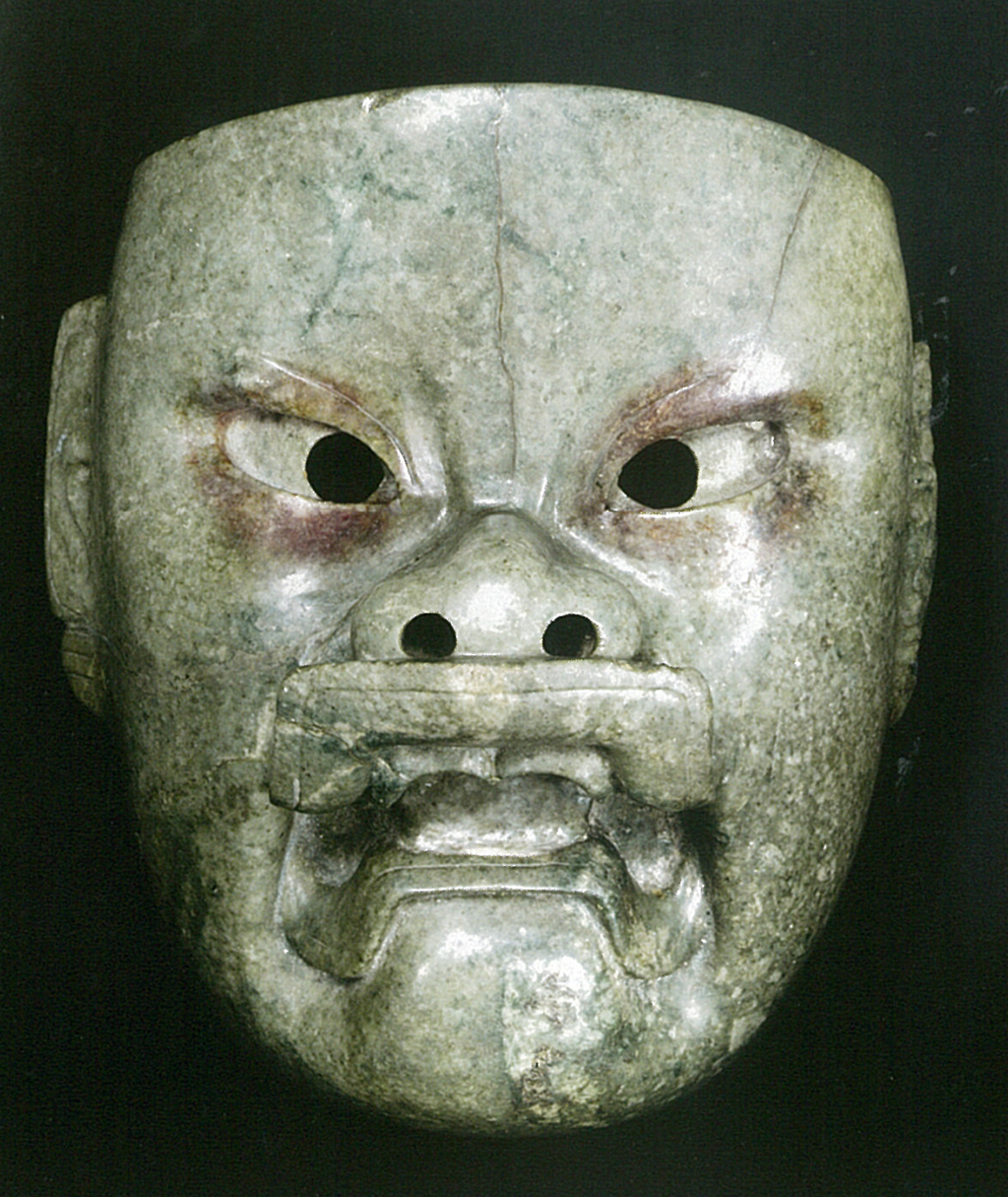 Mask, 900–400 BC, Olmec culture; jadeite. Pre-Columbian Collection, Dumbarton Oaks, Washington, D.C., PC.B.020. Image © Dumbarton Oaks, Pre-Columbian Collection, Washington, DC