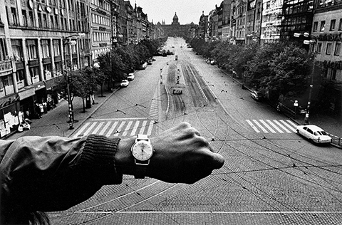 Prague, negative, 1968; print, 1990, Josef Koudelka, gelatin silver print. 