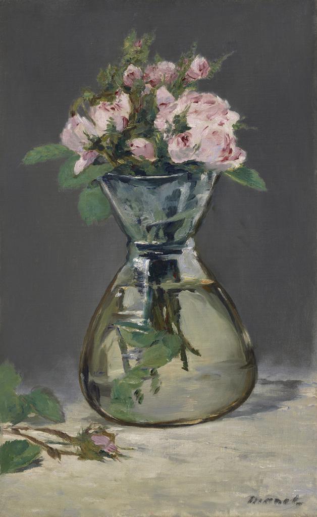 Moss Roses in a Vase, about 1882, Édouard Manet, oil on canvas. Sterling and Francine Clark Art Institute, Williamstown, Massachusetts, 1955.556. Photo: Bridgeman Images
