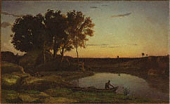 Landscape with Lake and Boatman / Corot 