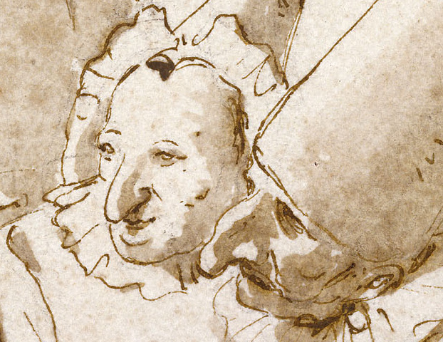 Punchinellos Approaching a Woman / G. B. Tiepolo