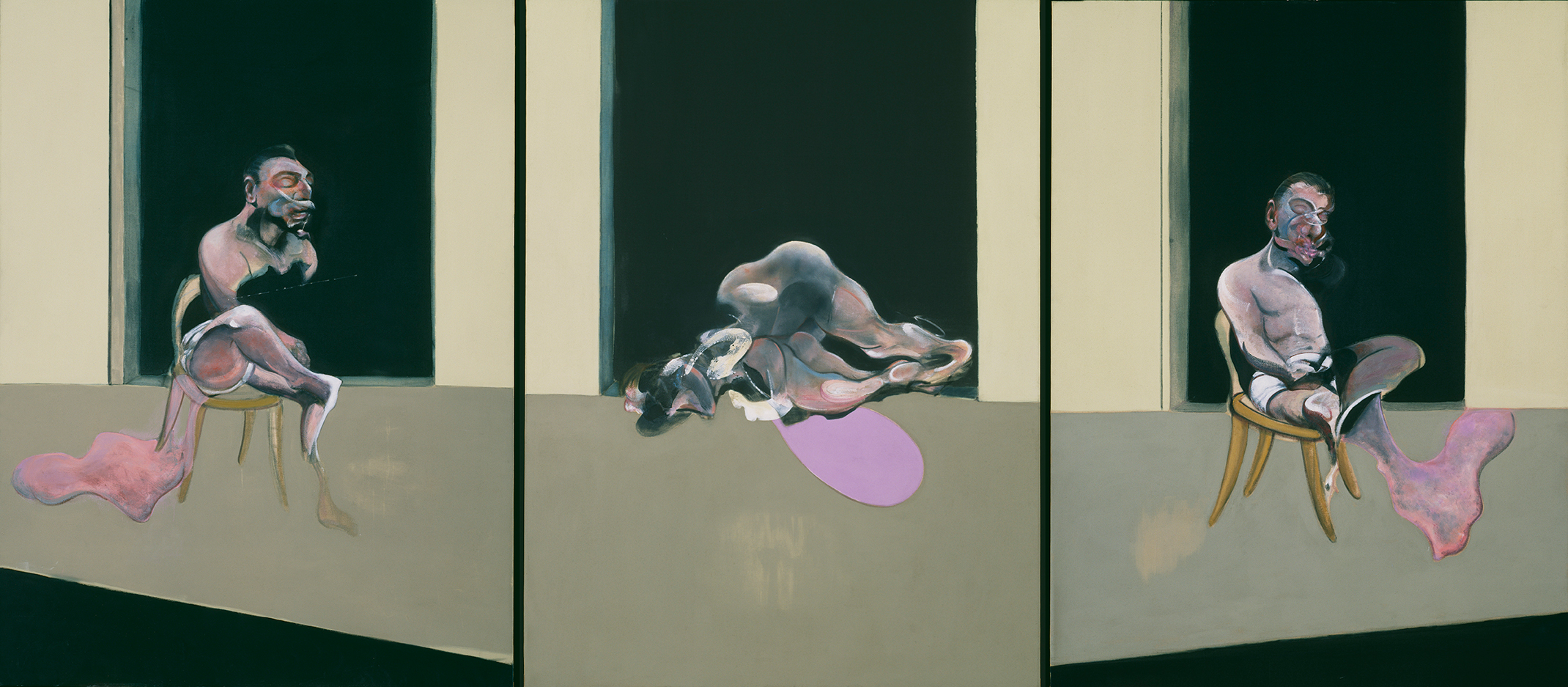 <i>Triptych August 1972</i>, Francis Bacon, oil on three canvases. Tate: Purchased 1980. Photo © Tate, London 2016. Artwork © The Estate of Francis Bacon. All rights reserved. / DACS, London / ARS, NY 2016