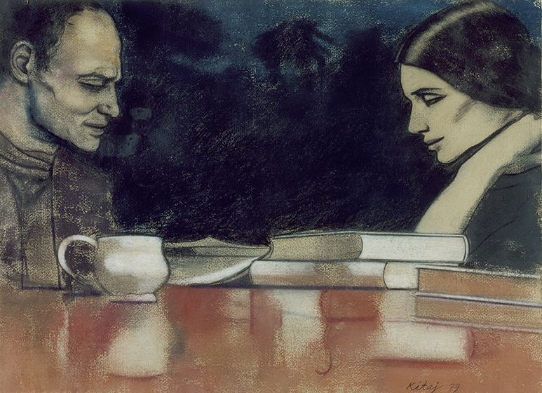 <i>Two London Painters: Frank Auerbach and Sandra Fisher</i>, 1979, R.B. Kitaj, pastel and watercolor on paper. Courtesy of the Los Angeles County Museum of Art, Michael and Dorothy Blankfort Bequest. Digital Image © 2016 Museum Associates/LACMA. Licensed by Art Resource, NY. Artwork © R.B. Kitaj Estate, courtesy Marlborough Fine Art