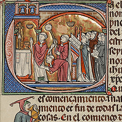 Initial C: A Priest Celebrating Mass (detail)  / Spanish