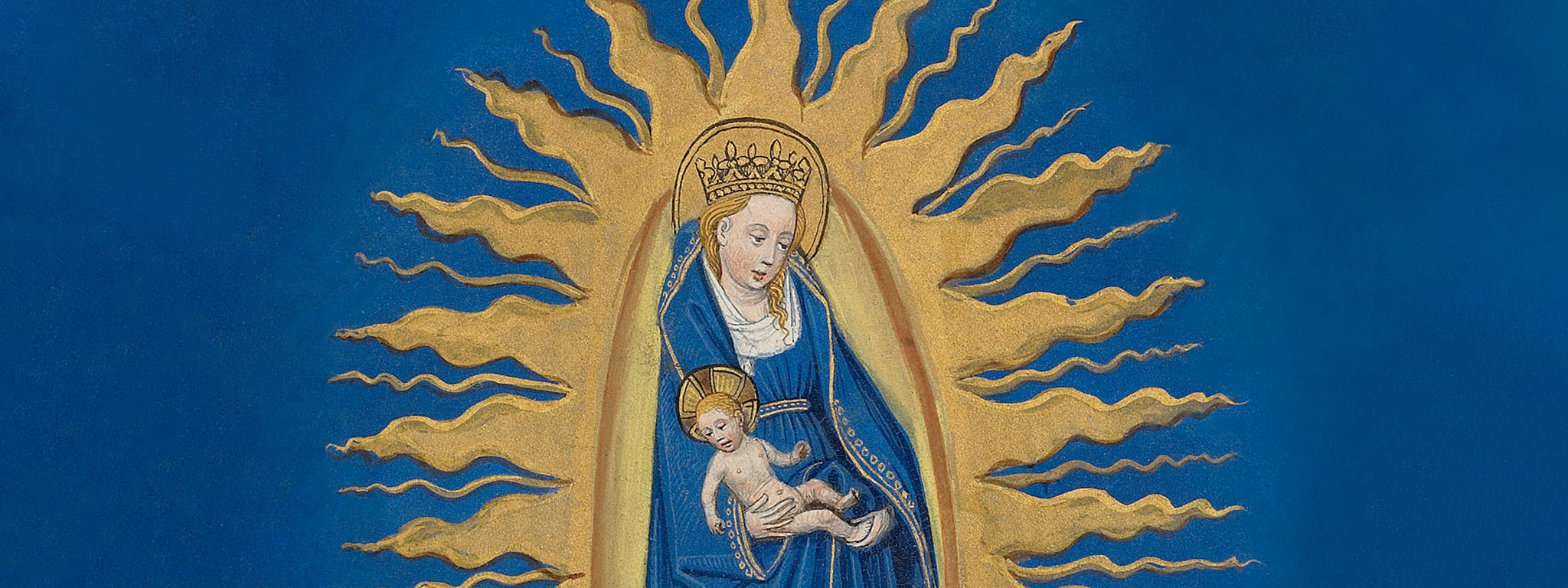 The Virgin and Child (detail), from Arenberg Hours, early 1460s, Willem Vrelant. Tempera colors, gold leaf, and ink on parchment. Getty Museum, Ms. Ludwig IX 8 (83.ML.104), fol. 121