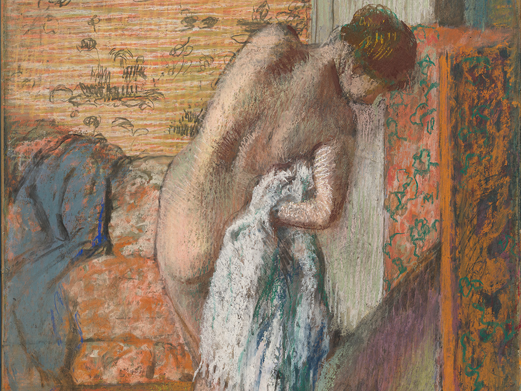 After the Bath (Woman Drying Herself) (detail), about 1886, Edgar Degas; pastel on paper laid down on board. The J. Paul Getty Museum