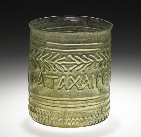 Green Cup with Greek Inscription / Unknown