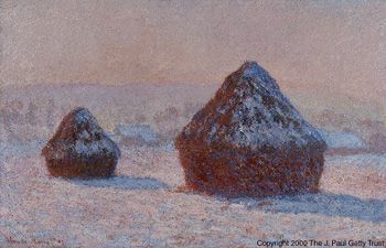 Wheatstacks, Snow Effect, Morning