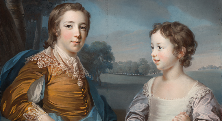 Portrait of Joseph and his Brother John Gulston (detail), 1754, Francis Cotes, pastel on blue paper, mounted on canvas. The J. Paul Getty Museum