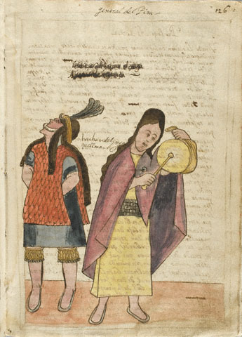Two singing entertainers of Contisuyo / Poma de Ayala