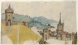 View of a Walled City in a River Landscape
