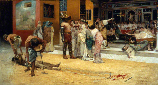 Gladiator Fight during a Meal at Pompeii / Netti