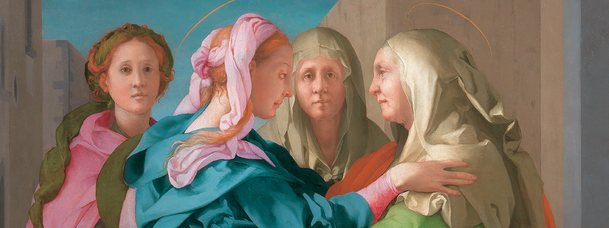 Visitation (detail), about 1528–1529, Pontormo, oil on wood panel. Parrocchia di San Michele Arcangelo a Carmignano (Prato). Image: Su concessione della Soprintendenza Archeologia, Belle Arti e Paesaggio per la Città Metropolitana di Firenze e per le Province di Pistoia e Prato. Photo © Antonio Quattrone, Florence