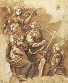 Giulio Romano. Janus, Chronus, Gaea, and a Victory. Collection: J. Paul Getty Museum