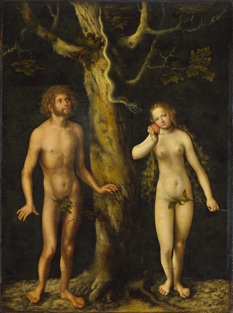 The Temptation of Adam and Eve, about 1510, Lucas Cranach the Elder, oil on panel. National Museum, Warsaw. Image courtesy of the Muzeum Narodowego w Warszawie