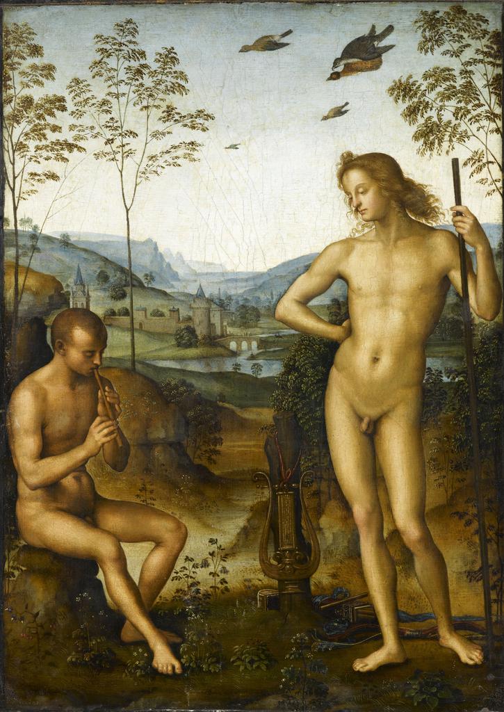 Apollo and Daphnis, about 1495, Perugino (Pietro Vannucci), oil on poplar. Musée du Louvre, Paris, Département des Peintures. Image © RMN-Grand Palais / Art Resource, NY. Photo: Gérard Blot 