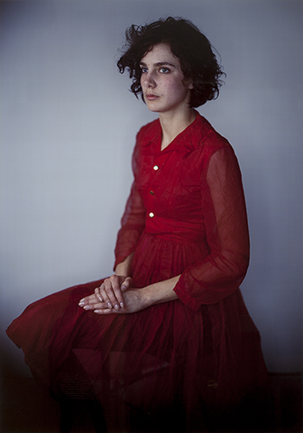 Agnes in Red Dress, 2008, Richard Learoyd, silver-dye bleach print.  The J. Paul Getty Museum. Purchased in part with funds provided by the Ray and Wyn Ritchie Evans Foundation, Anthony E. Nicholas, Director, Lyle and Lisi Poncher, and Leslie, Judith, and Gabrielle Schreyer. © Richard Learoyd, court