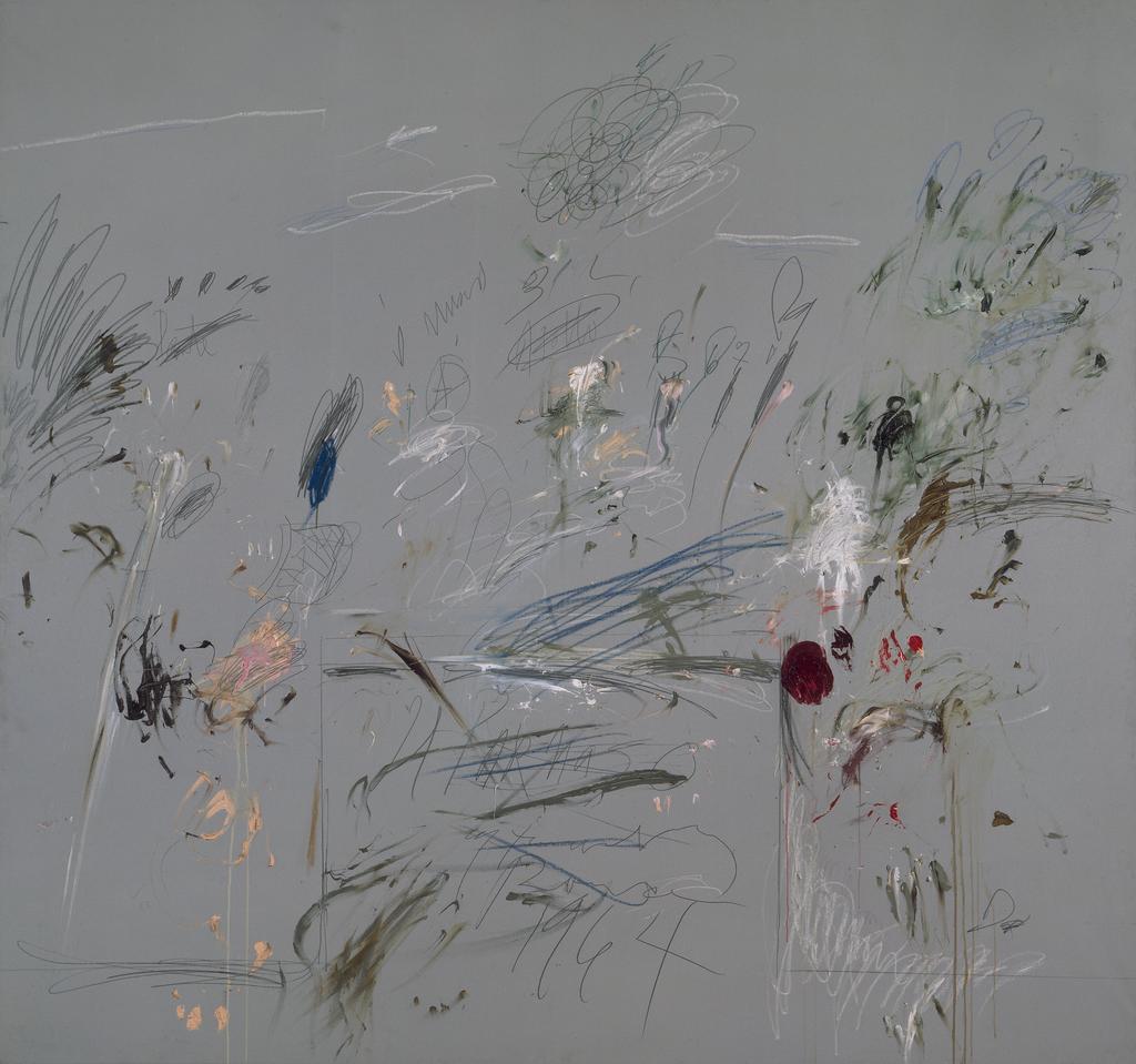 Il Parnasso, 1964, Cy Twombly. Oil paint, wax crayon, graphite, and colored pencil on canvas. Collection of Ann and Graham Gund, Cambridge. © Cy Twombly Foundation. Photograph courtesy Archives Nicola Del Roscio