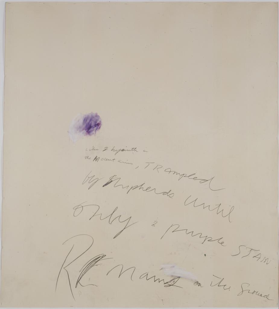 Untitled (to Sappho), 1976, Cy Twombly. Oil paint, wax crayon, and graphite on paper. Private Collection. © Cy Twombly Foundation. Photograph: Mimmo Capone