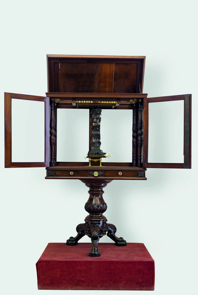 Papyrus Unrolling Machine, design, about 1756; manufacture, 1800s, Antonio Piaggio; wood, glass, and brass. Biblioteca Nazionale