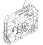 Cross section of the building (museum Our Lord in the Attic)