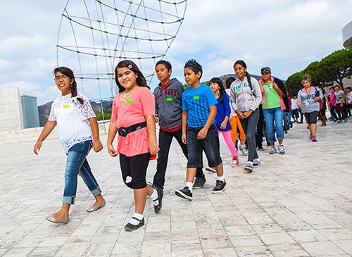 School group on a tour at the Getty Center