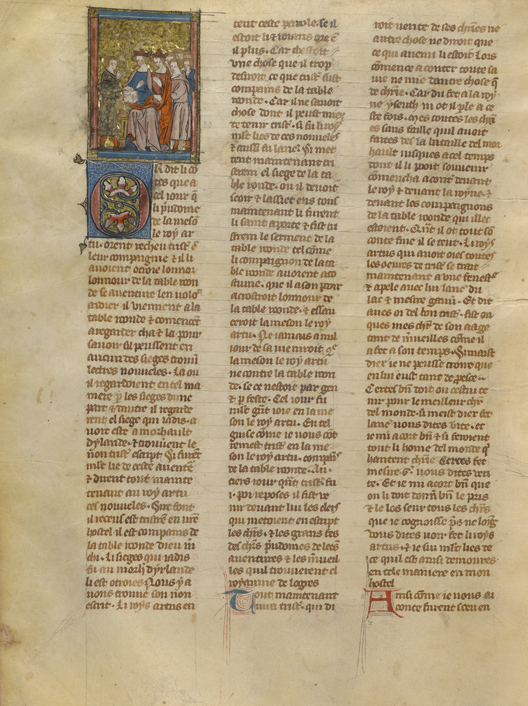 Tristan Speaking to King Arthur, Queen Genevieve, and Knights (Getty