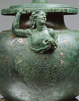 Lebes (cauldron) with a drunken Satyr (detail)