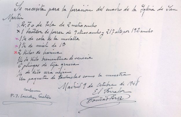 Photo of a document with writing in Spanish cursive.
