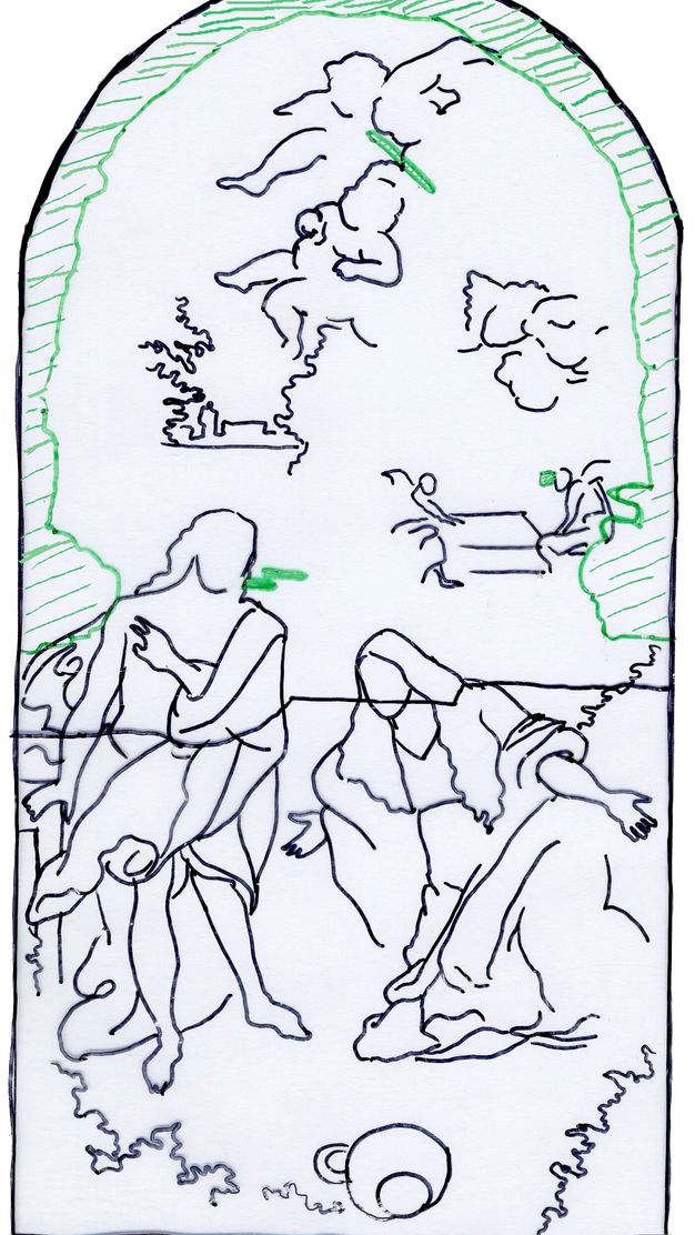 Diagram outlining the figures and boundaries of figure 5.7 (a).