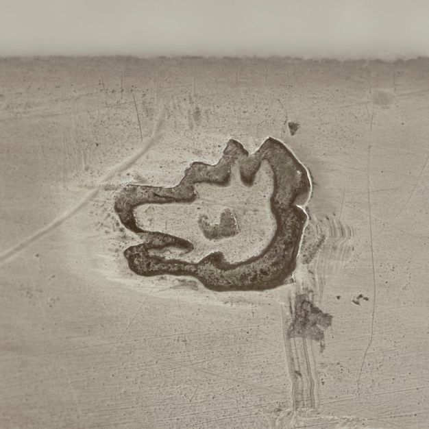 Close-up of a fox head stamped on the vessel.