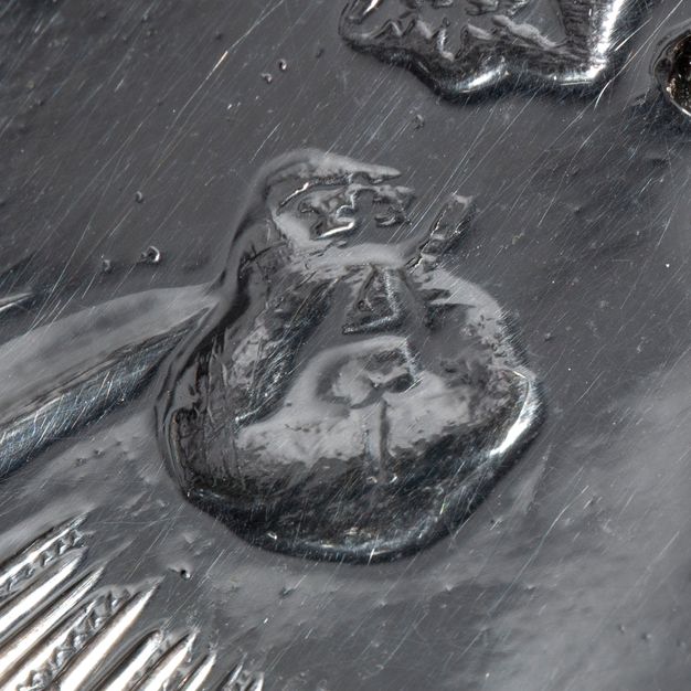 Close-up of a crowned A stamped on the tureen.