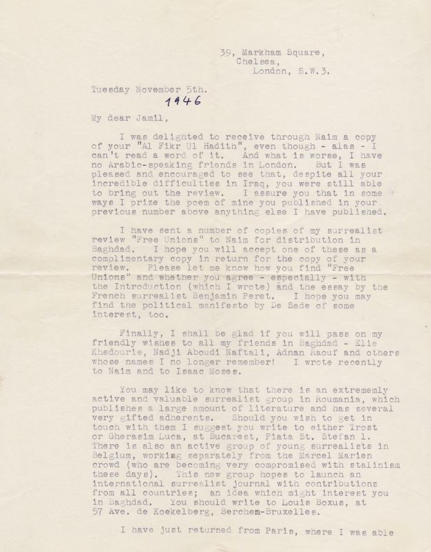 A two-page typewritten letter signed by Simon Watson Taylor in pen.