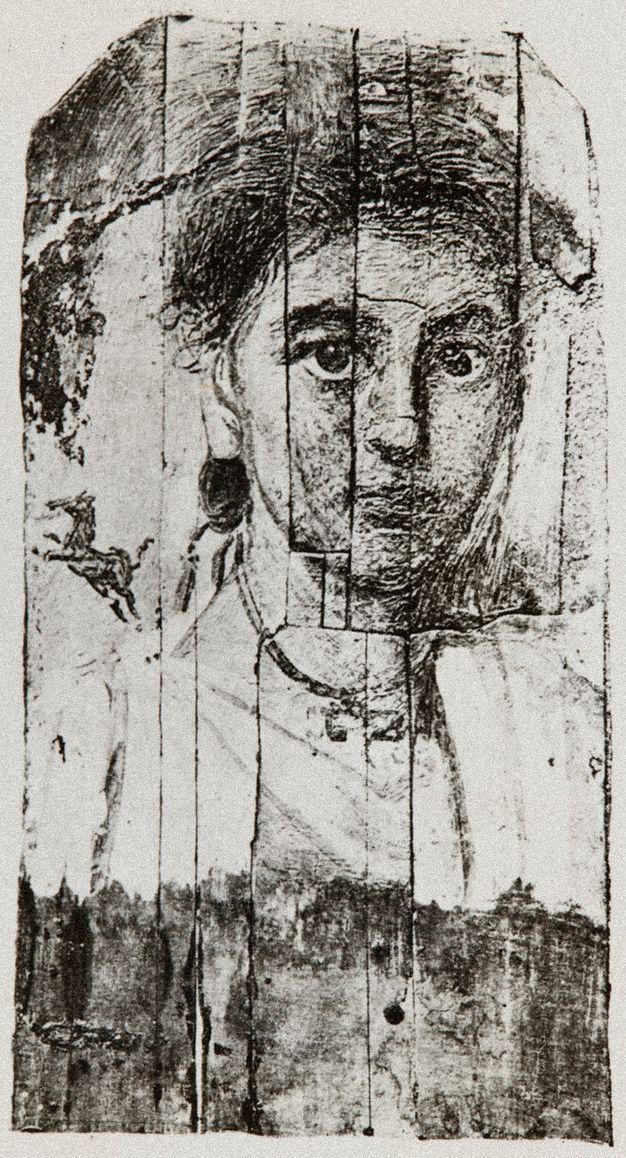 Black and white illustration of the child's portrait from figure 16.1.