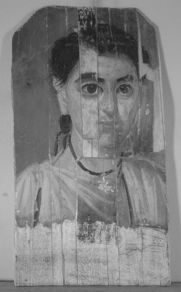 IRR imaging of a child's portrait. The image appears in black and white.